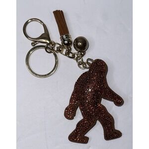 Popfizzy Rhinestone Bigfoot Keychain Brown Bling Back To School Bag Decor Charm